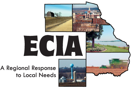 Image of ECIA's Logo - Photos Representing Counties of Delaware, Dubuque, Jackson, Clinton and Ce