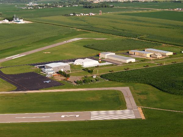 Aerial View of the Airport Buildings and Taxiway