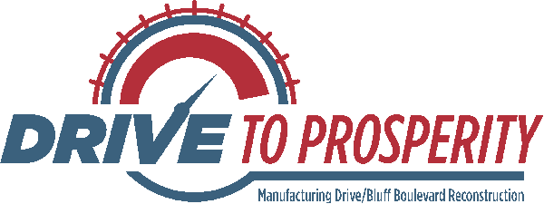 Drive to Prosperity Logo for the Manufacturing Drive and Bluff Boulevard Project
