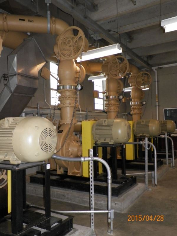 Photograph of RAS Pumps at Regional Water Reclamation Facility - 2015
