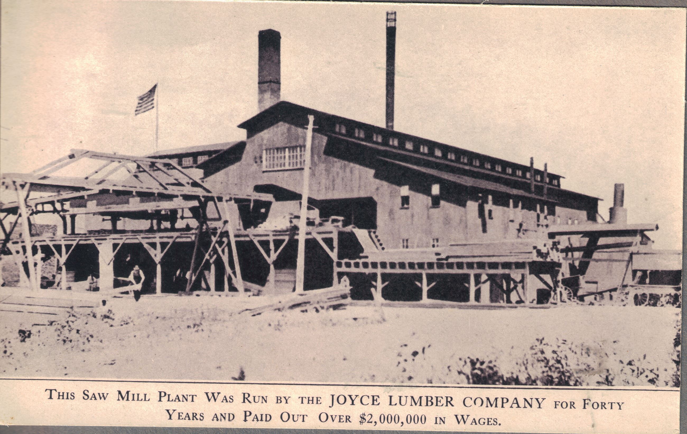 Black and White Photo of Joyce Lumber Mill