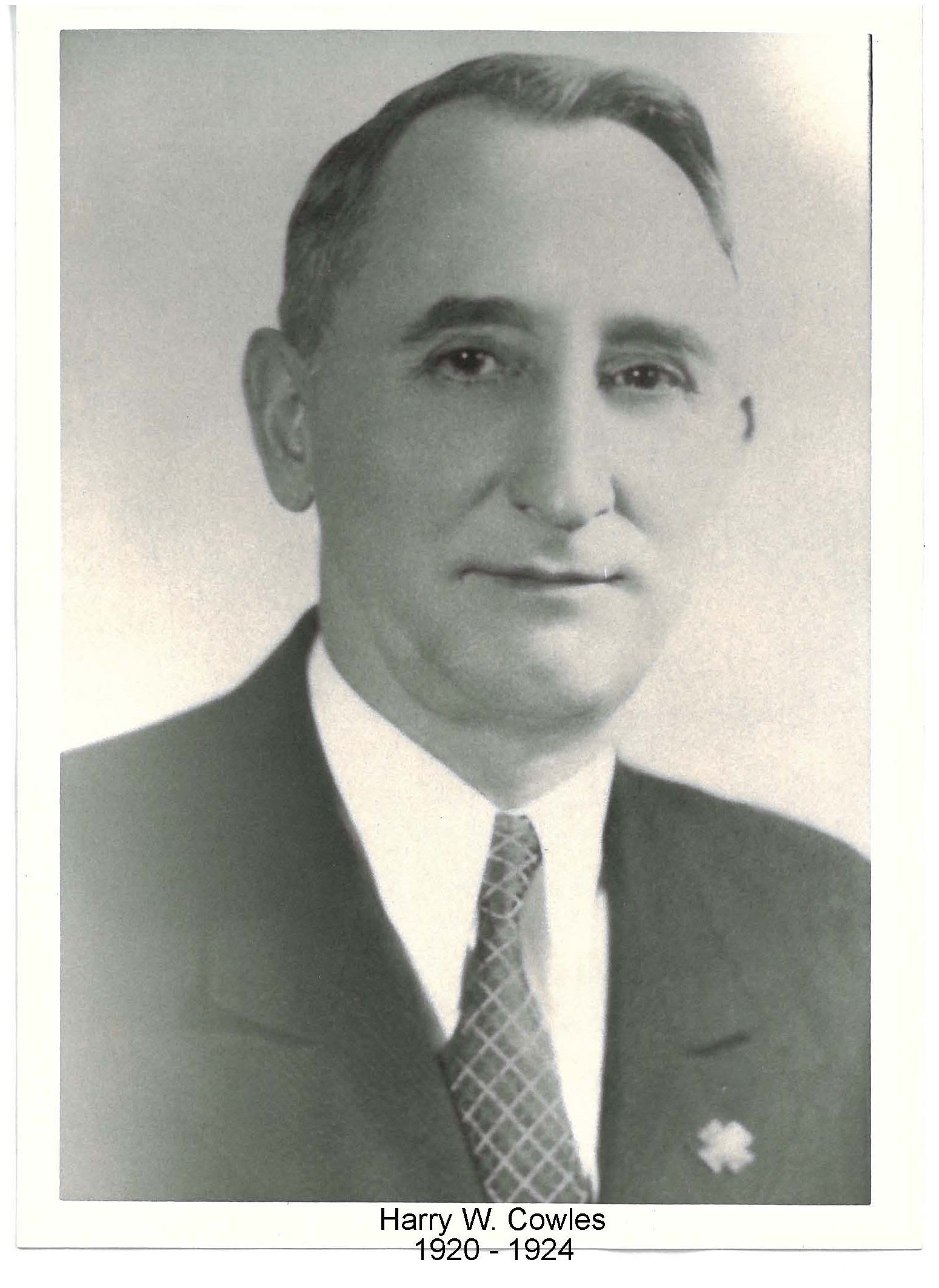 Image of Mayor Harry W. Cowles who served 1920-1924